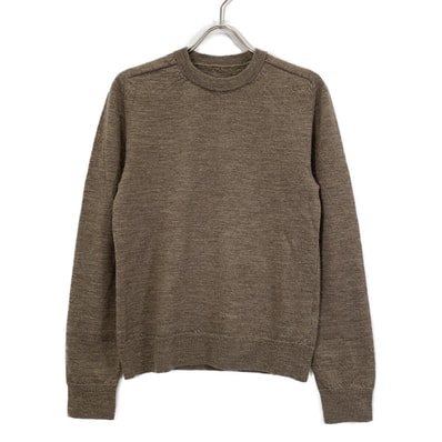 メゾンマルジェラ S50HL0021 24年 ブラウン ウール×ラムレザー 12G Elbow Patch C/N knit エルボーパッチニット XS
