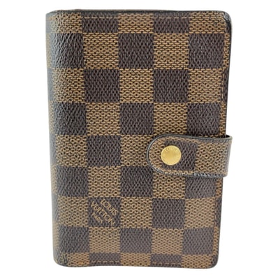 LOUIS VUITTON ルイヴィトン ダミエ エベヌ ポルトフォイユ ヴィエノワ ブラウン ゴールド金具 PVC がま口 折財布 コンパクトウォレット 506393 【中古】