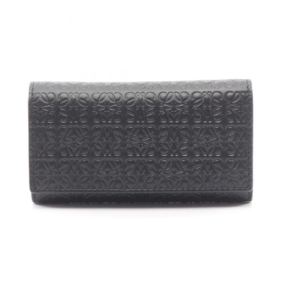 ロエベ LOEWE リピートアナグラム 6連 キーケース アクセサリー レザー レディース ブラック系 C499K92X01 【中古】