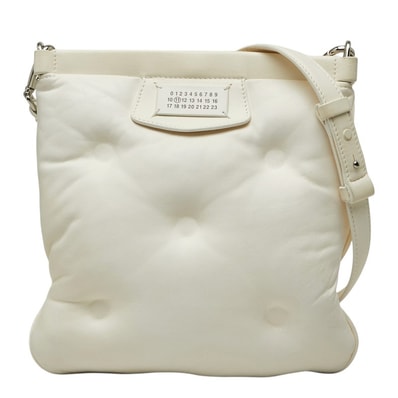 マルタンマルジェラ グラムスラム 斜め掛け ショルダーバッグ SB1WG0005 ホワイト レザー レディース MARTIN MARGIELA 中古
