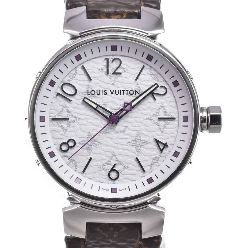 ルイ・ヴィトン LOUIS VUITTON QA116 タンブール MM モノグラム ホワイト クォーツ レディース 良品 腕時計 M#150777