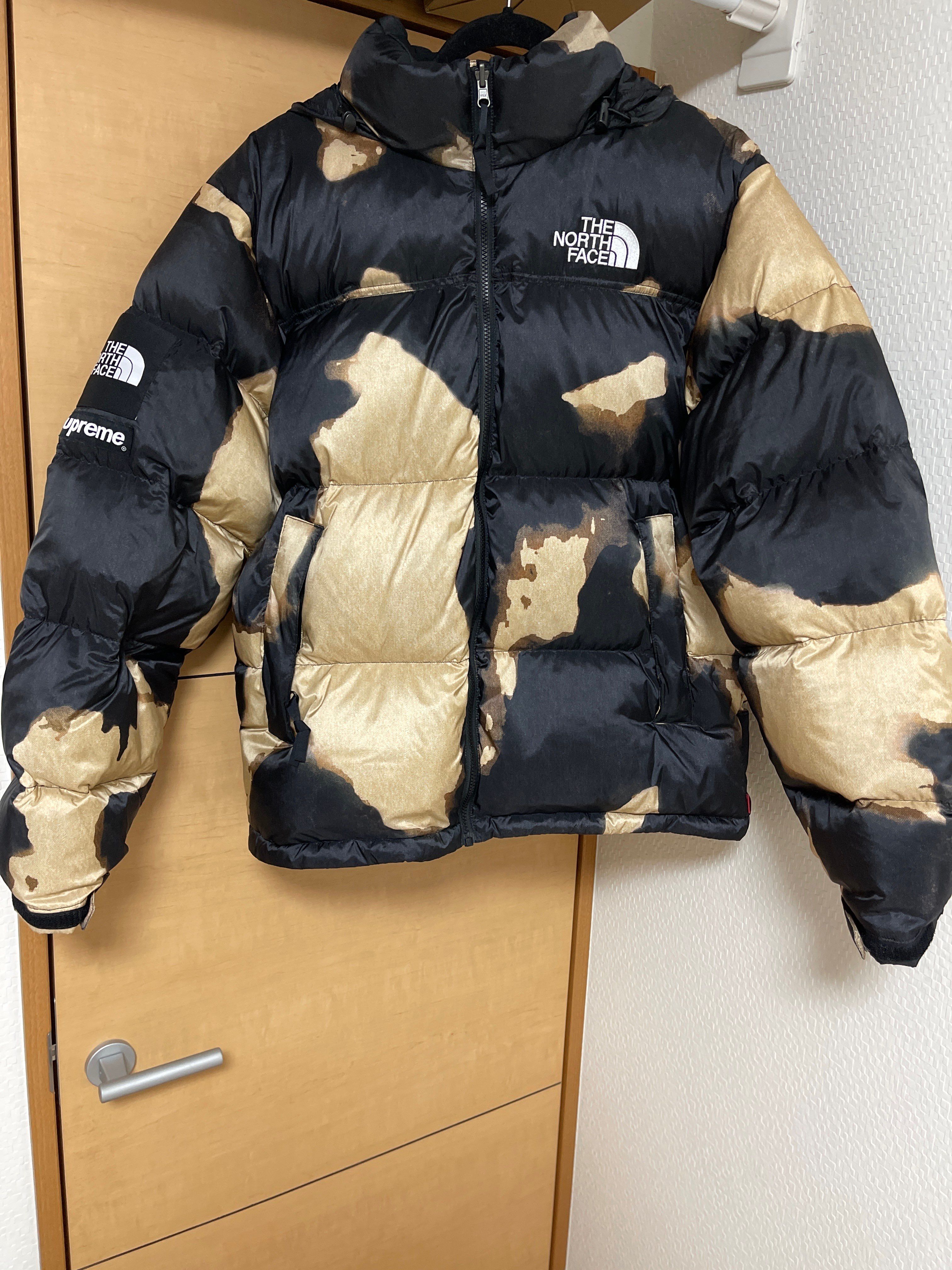 Supreme x The North Face Bleached Denim Print Nuptse Jacket "Black"