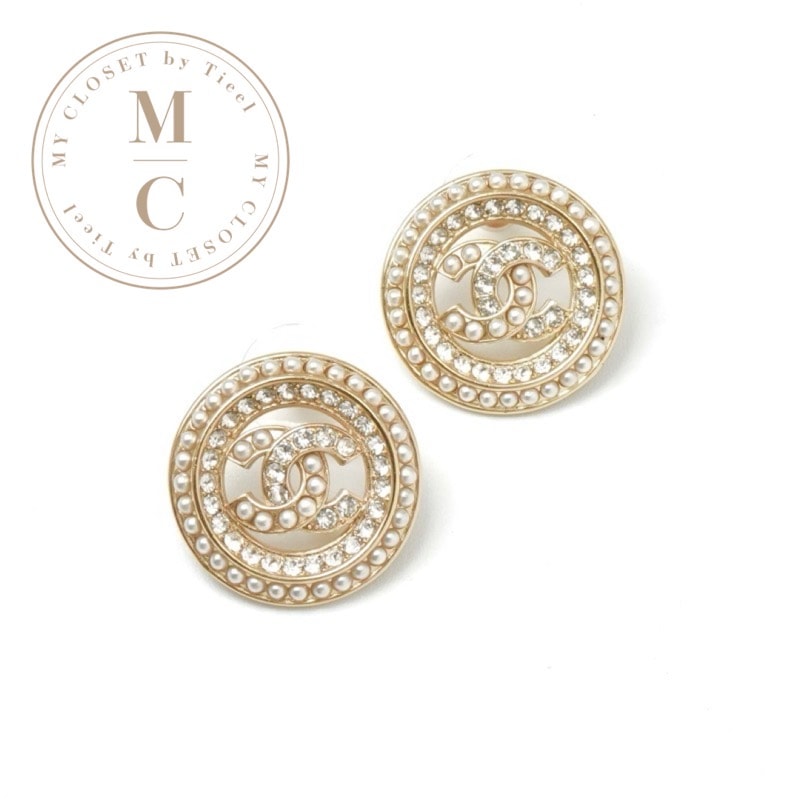 シャネル CHANEL ピアス イヤリング ゴールド ココマーク ラウンド ラインストーン