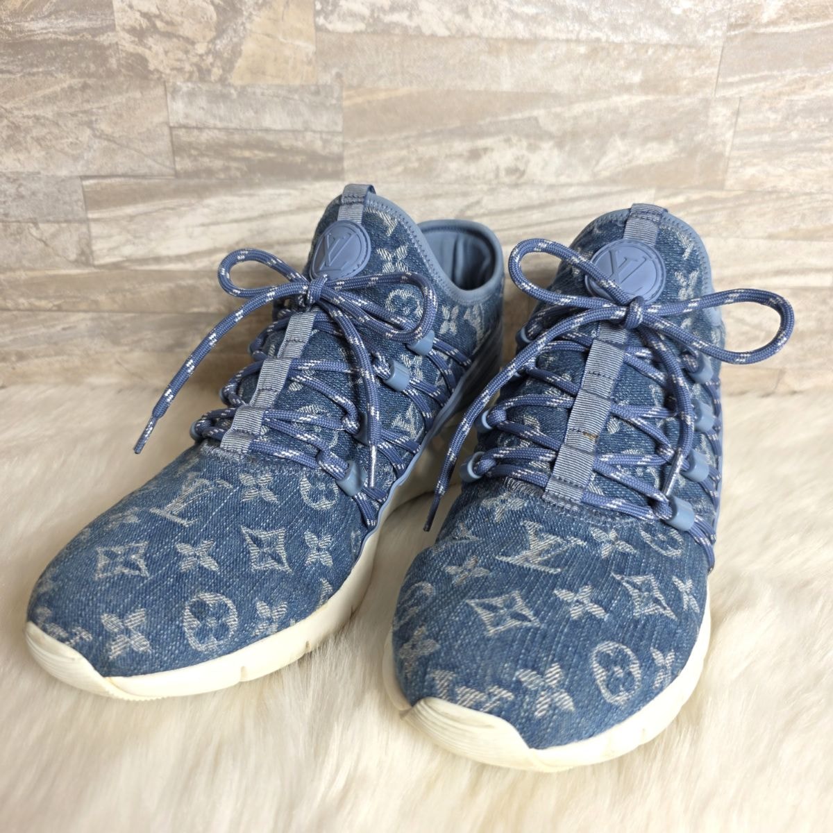 【再値下げ】LOUIS VUITTON ルイヴィトン ローカット モノグラムデニム ファストレーンライン スニーカー 1A4U47 モノグラムデニム  メンズ 5.5【中古】