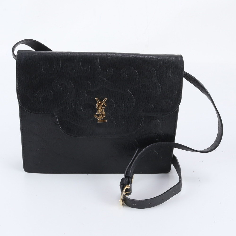 ■美品 イヴ サンローラン YSL 唐草模様ショルダーバッグ レザー