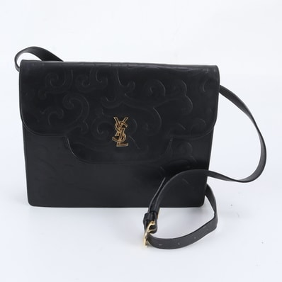 ■美品 イヴ サンローラン YSL 唐草模様ショルダーバッグ レザー