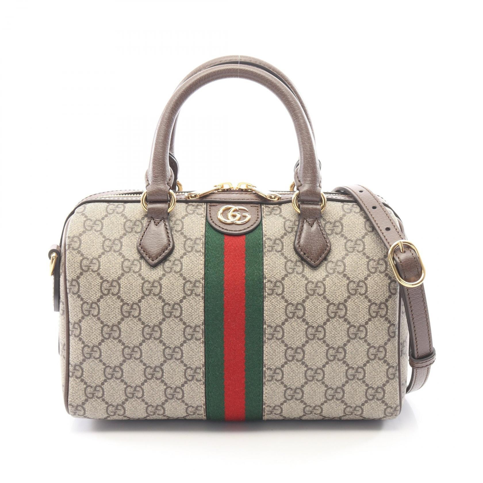 グッチ GUCCI オフィディア GGスプリーム スモール トップハンドルバッグ 2WAY ハンドバッグ バッグ PVCコーティングキャンバス レザー レディース ベージュ系 / ブラウン系 772061 【中古】