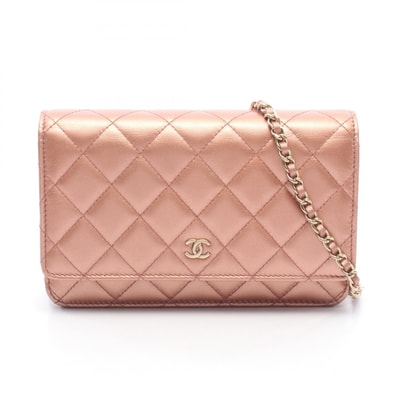 シャネル CHANEL マトラッセ メタリック ショルダーバッグ バッグ レザー レディース ゴールド系 【中古】