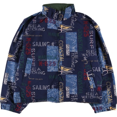 古着 90年代 ノーティカ NAUTICA 総柄 リバーシブル ジップアップジャケット メンズXL相当 ヴィンテージ/eaa584495