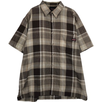 古着 ディッキーズ Dickies チェック柄 レギュラーカラー ボックスシャツ 半袖 ワークシャツ メンズXL相当/eaa641205