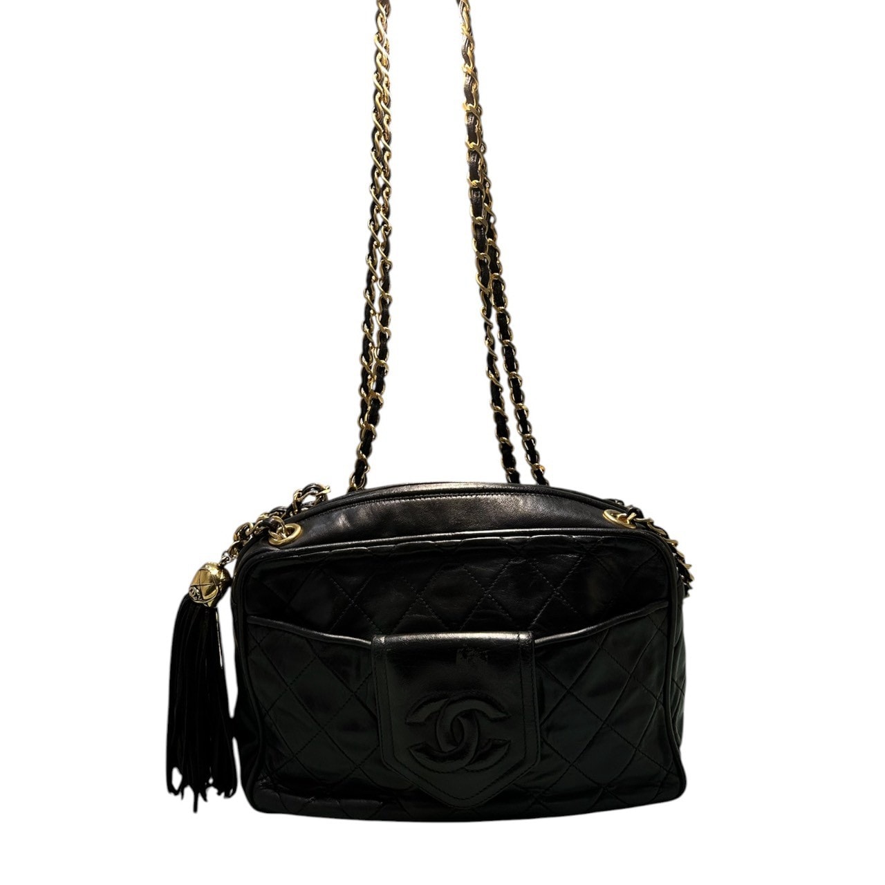 CHANEL シャネル ラムスキン ブラック ラムスキン ショルダーバッグ S1-00207 【中古】