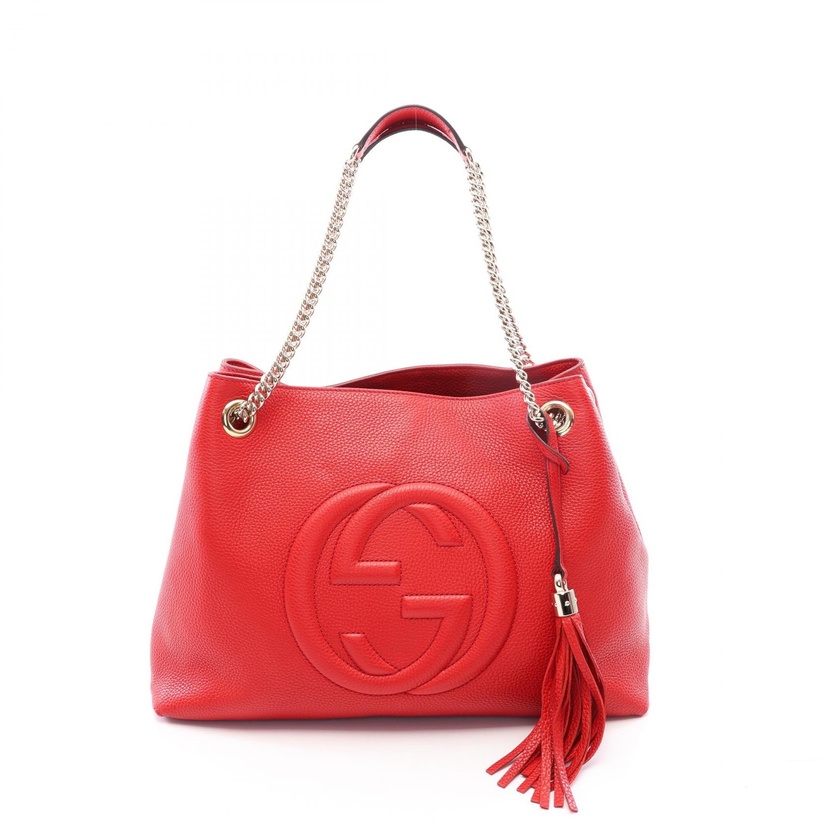 グッチ GUCCI ソーホー インターロッキングG ショルダーバッグ バッグ レザー レディース レッド系 536196 【中古】