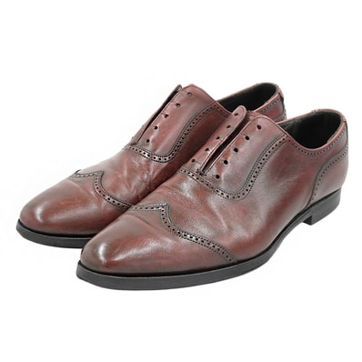 クロケット&ジョーンズ 別注 8956 LINDSEY セミブローグ ウィングチップシューズ バーガンディ 8 1/2E 8 1/2E