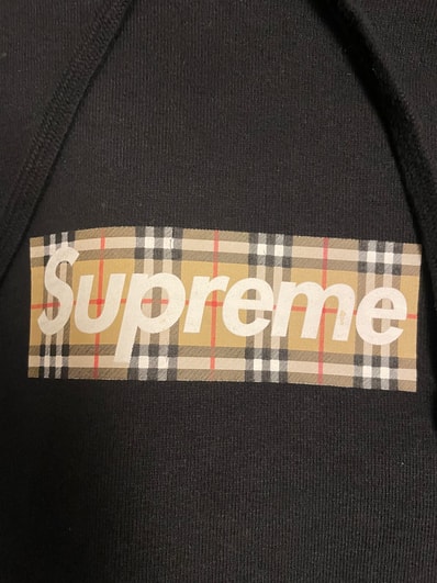 Supreme / Burberry Box Logo Hooded Sweatshirt "Black"