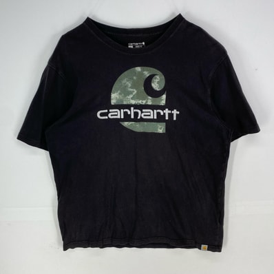 古着 カーハート Carhartt 半袖Tシャツ ビッグロゴ クルーネック ショートスリーブ L ブラック系 プリント メンズ