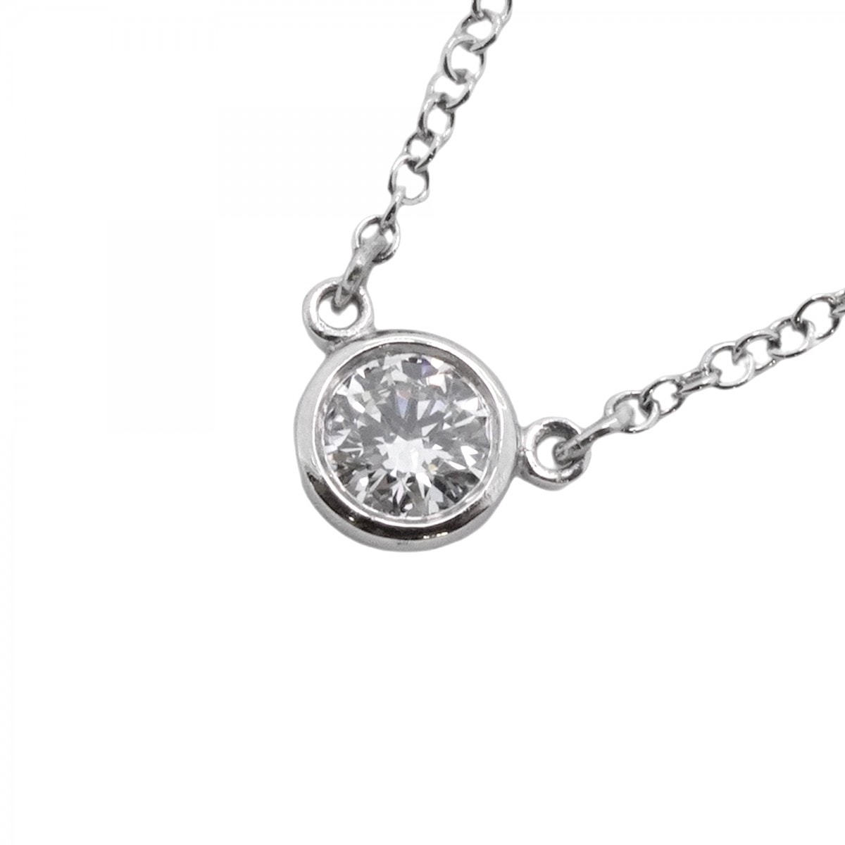 【6jdb0422-01】ティファニー ネックレス バイザヤード 1PD Pt950 プラチナ ダイヤモンド【中古】レディース