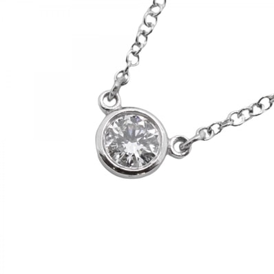 【6jdb0422-01】ティファニー ネックレス バイザヤード 1PD Pt950 プラチナ ダイヤモンド【中古】レディース