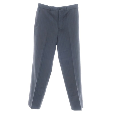 【中古】コムデギャルソン オムドゥ COMME des GARCONS HOMME DEUX 2024年春夏 ウール ストライプ ドレススラックスパンツ グレーxブルー【サイズM】【メンズ】