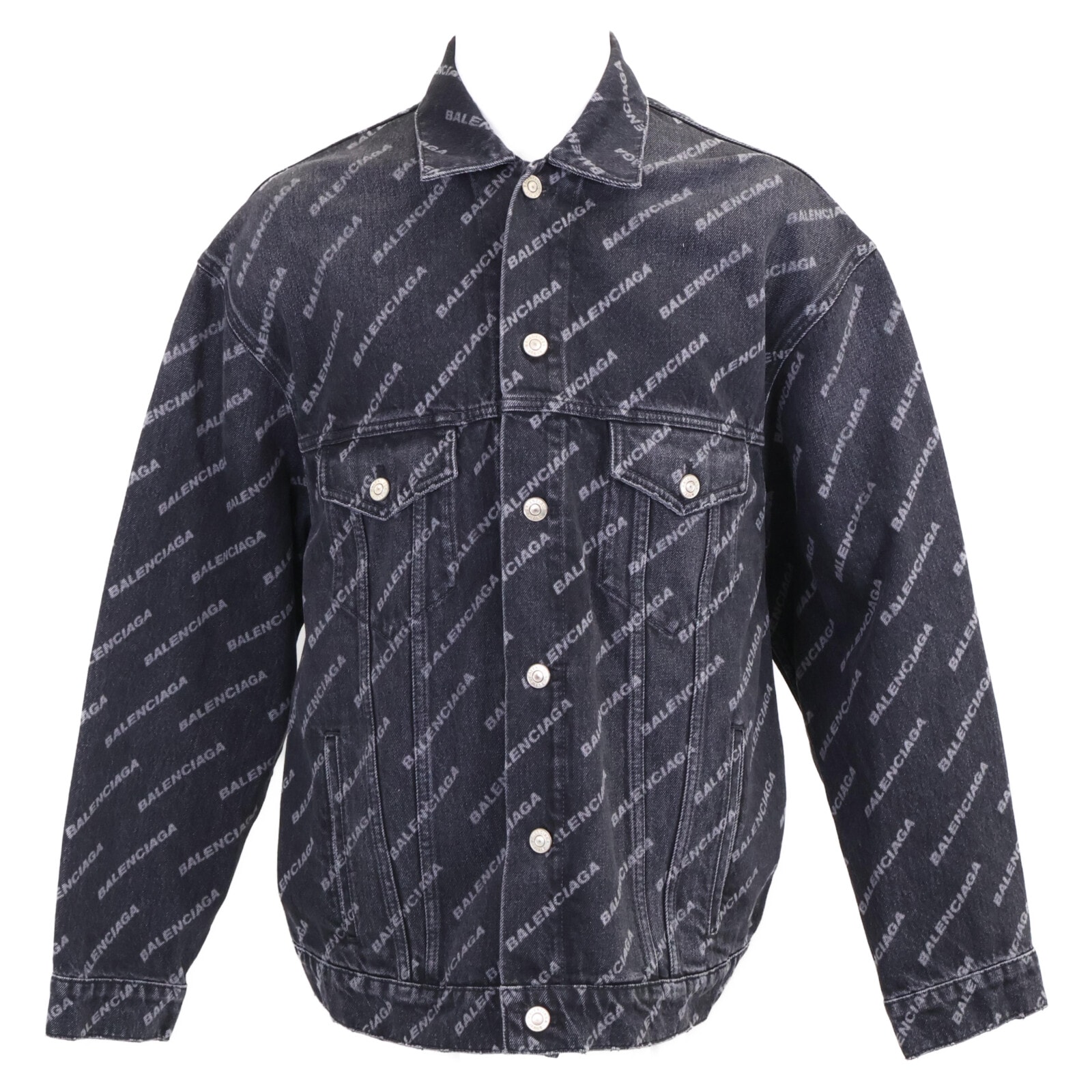 バレンシアガ 【新品同様/国内正規】675208 USED加工 BBモノグラム デニム XS