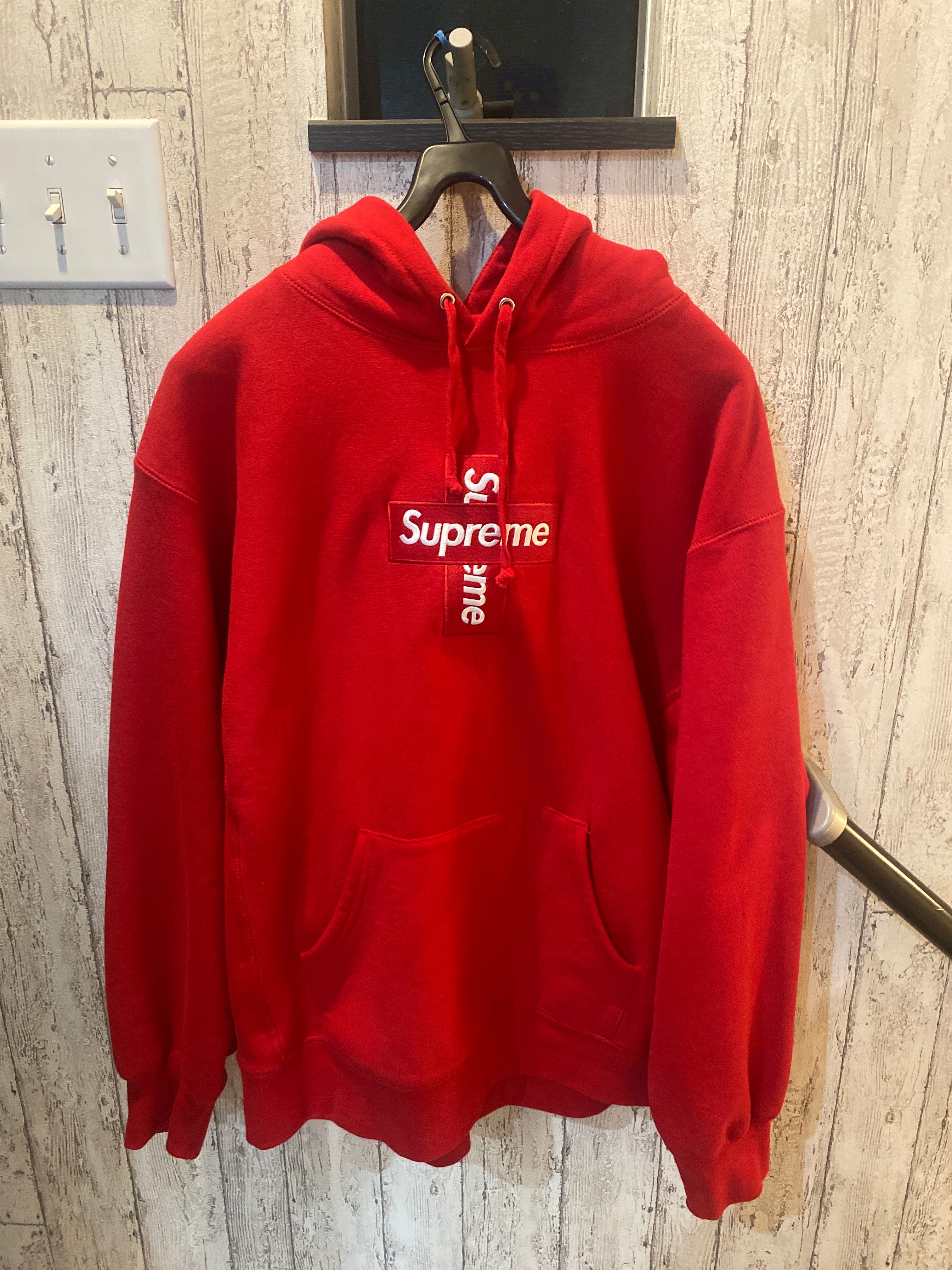 Supreme Cross Box Logo Hooded Sweatshirt "Red"