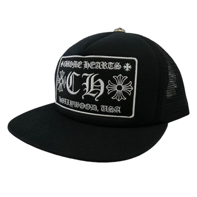 CHROME HEARTS クロムハーツ(原本無) CHトラッカー キャップ CHワッペン クロスボール メッシュキャップ ブラック ブラック系 51-61【極上美品】【中古】