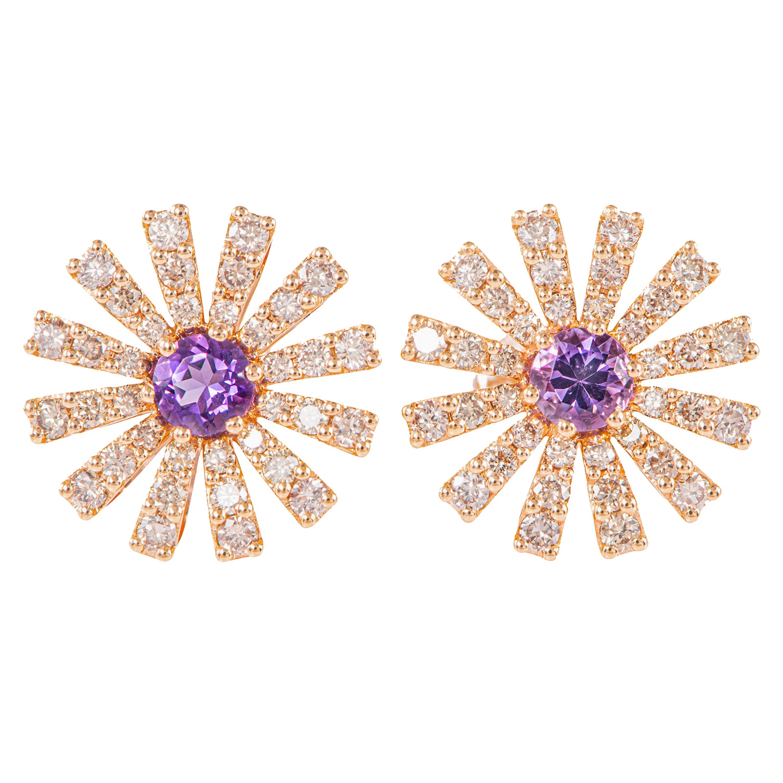 Damiani ダミアーニ マルゲリータ ピアス 14mm K18PG K18WG ダイヤモンド/アメシスト ピンク パープル【中古】