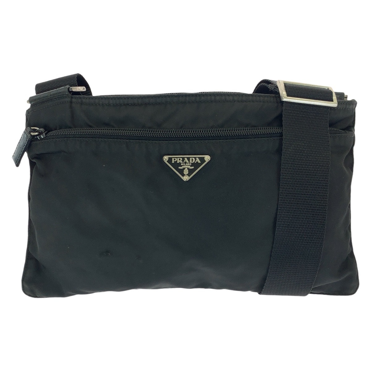 PRADA プラダ テスート 三角ロゴプレート ブラック 黒 シルバー金具 ナイロン ショルダーバッグ メッセンジャーバッグ 601367 【中古】