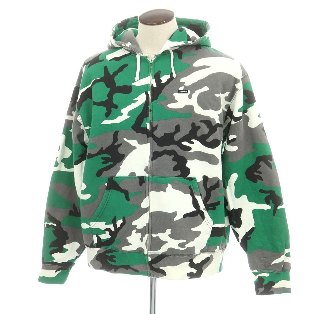 【中古】シュプリーム Supreme 2025年秋冬 Small Box Zip Up Hooded Sweatshirt カモフラ パーカー グリーンxグレー【サイズL】【メンズ】