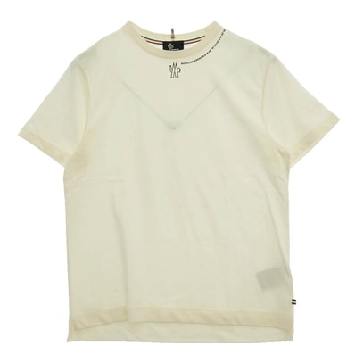 MONCLER モンクレール 25SS K10978C00007 NECK LOGO PRINT T SHIRT ネック ロゴ プリント Tシャツ 半袖カットソー オフホワイト系 L【中古】