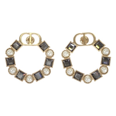 ディオール Dior PETIT CD E1858PTCCY ピアス メタル ブラッククリスタル ゴールド レディース【中古】【Aランク】