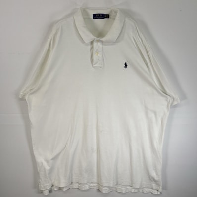 古着 ポロ・ラルフローレン POLO RALPH LAUREN 半袖 ポロシャツ ロゴ 刺繍 大きいサイズ 2ボタン 14041 ホワイト 無地 メンズ