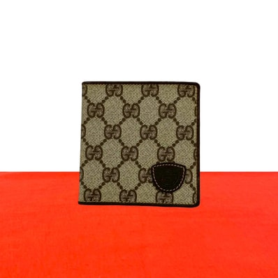 GUCCI グッチ GG 柄 レザー PVC 二つ折り財布 ブラウン
39265