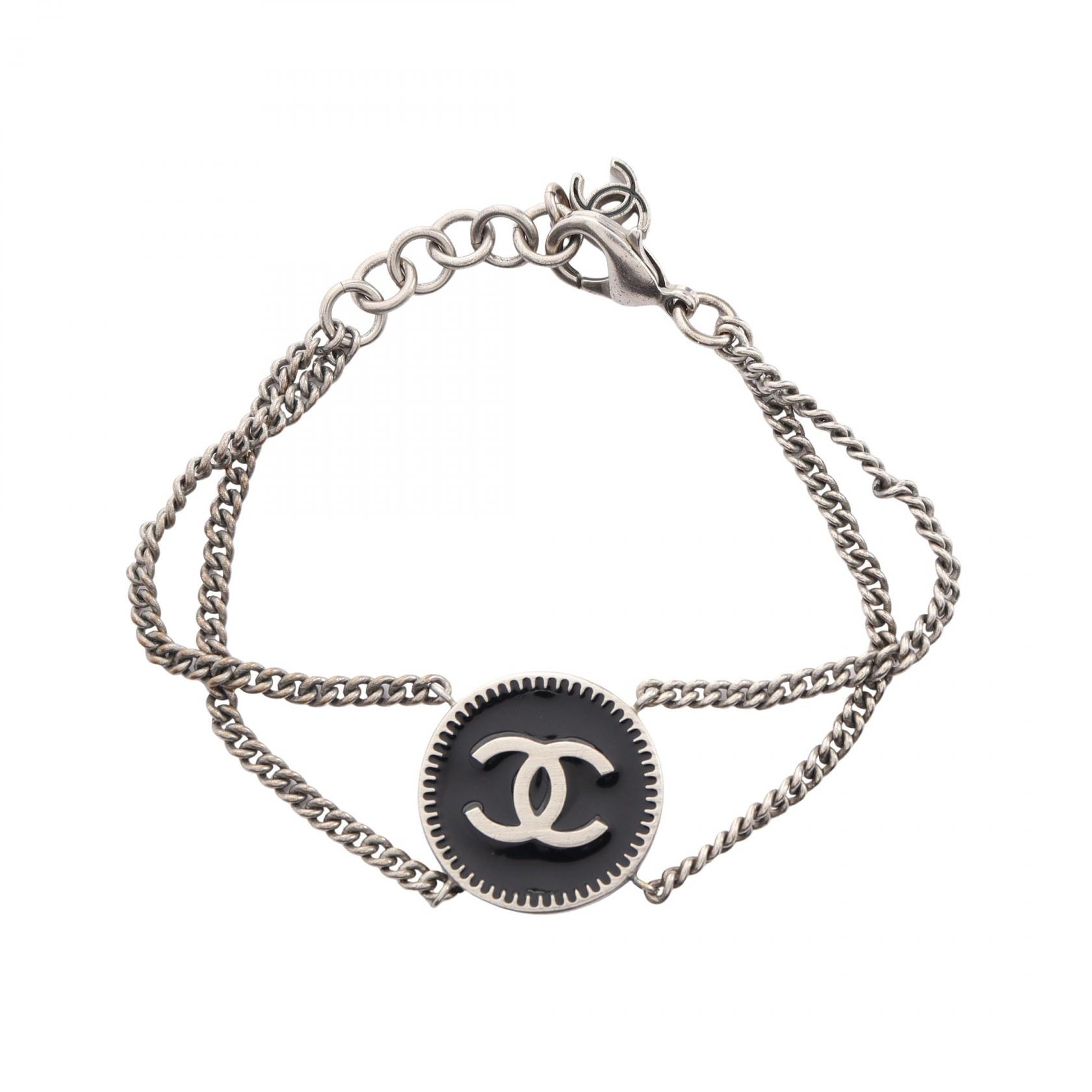 シャネル CHANEL ココメダル 2連 ブレスレット アクセサリー メタル レディース シルバー系 / ブラック系 【中古】