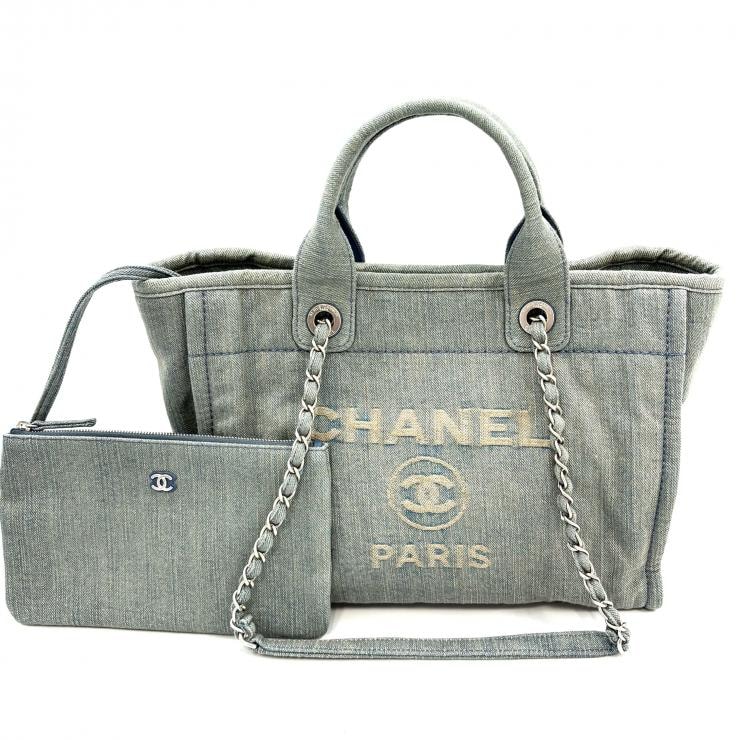 シャネル CHANEL ドーヴィル ミディアム ショッピング  2wayトート AS3351 デニム ライトブルー マットシルバー金具【鑑定済み】正規品