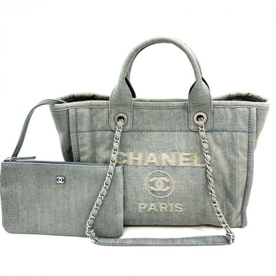 シャネル CHANEL ドーヴィル ミディアム ショッピング 2wayトート AS3351 デニム ライトブルー マットシルバー金具【鑑定済み】正規品