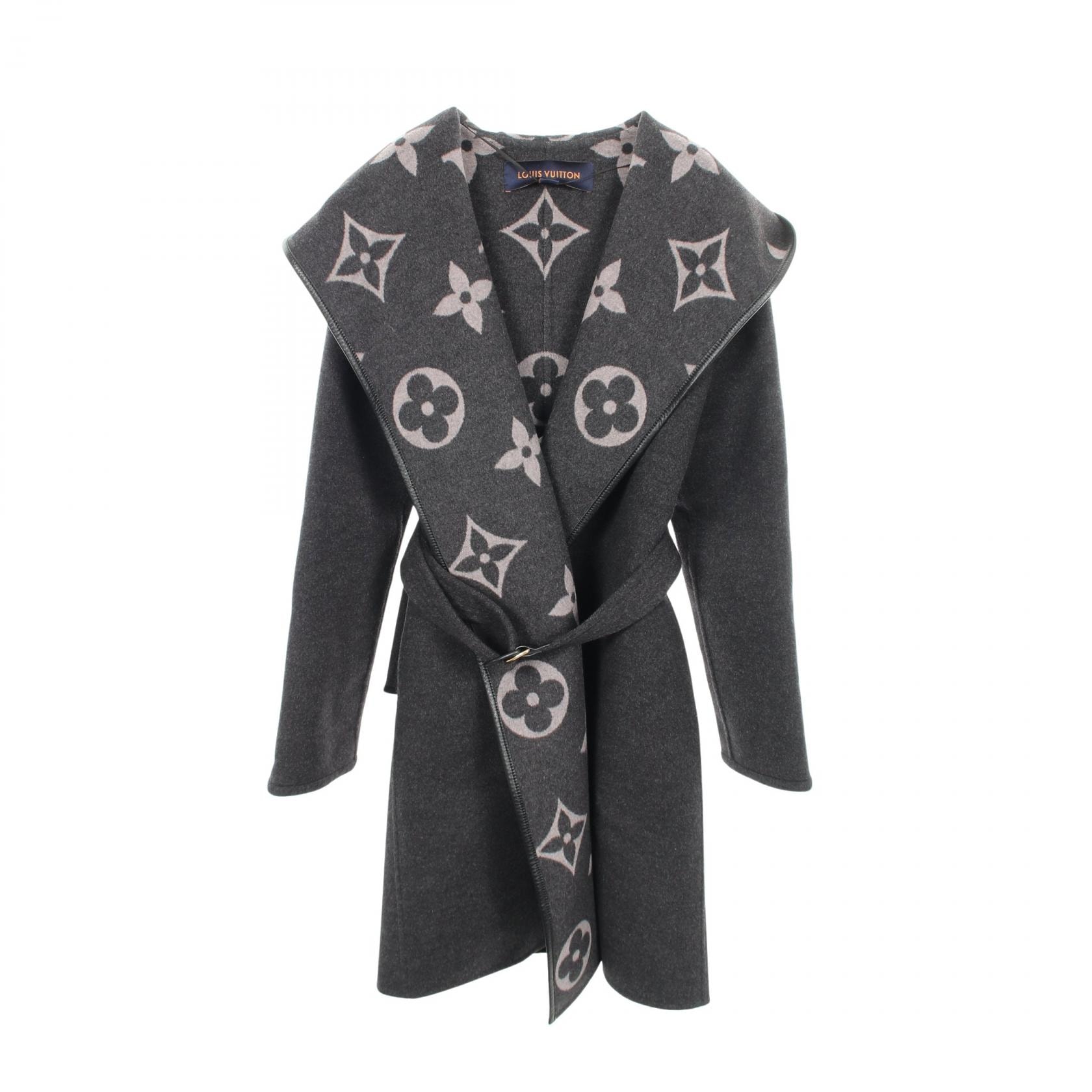 ルイ・ヴィトン LOUIS VUITTON フーテッド ラップコート ジャイアントモノグラム 衣料品 アウター ウール グレー レディース グレー系 FJC022NUV 【中古】