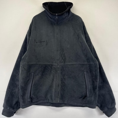 古着 コロンビア Columbia フリース ジャケット フルジップ ワンポイントロゴ刺繍 アウトドア M グレー系 メンズ