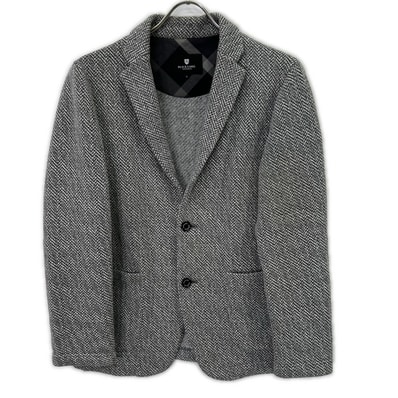 バーバリーブラックレーベル グレー コットン ヘリンボーン 2Bシングルジャケット M