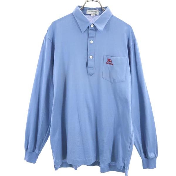 Burberrys バーバリーズ 90s ロゴ刺繍 長袖 ポロシャツ L 水色系