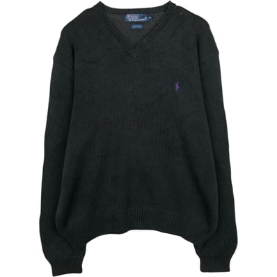 古着 ラルフローレン Ralph Lauren POLO by Ralph Lauren Vネック コットンニットセーター メンズL相当/eaa637504