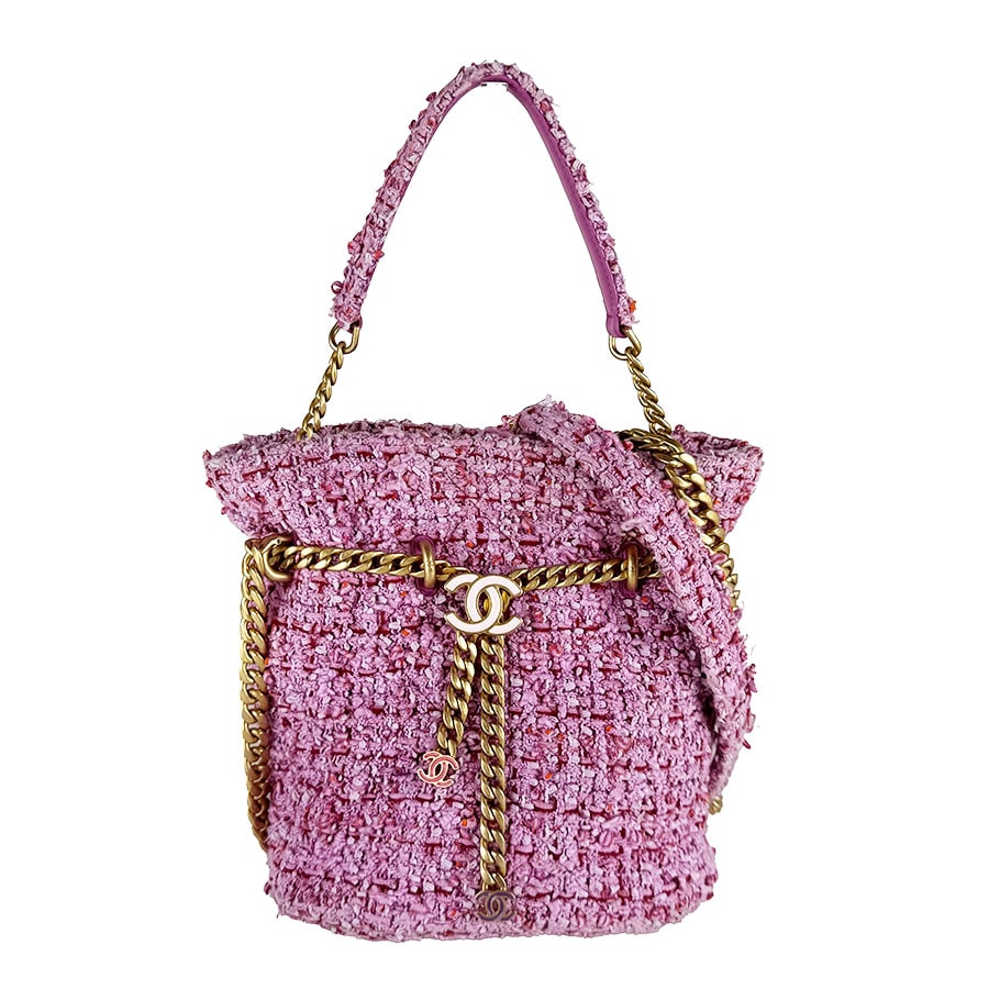 シャネル CHANEL ショルダーバッグ ツイード ピンク レディース【中古】 z10858
