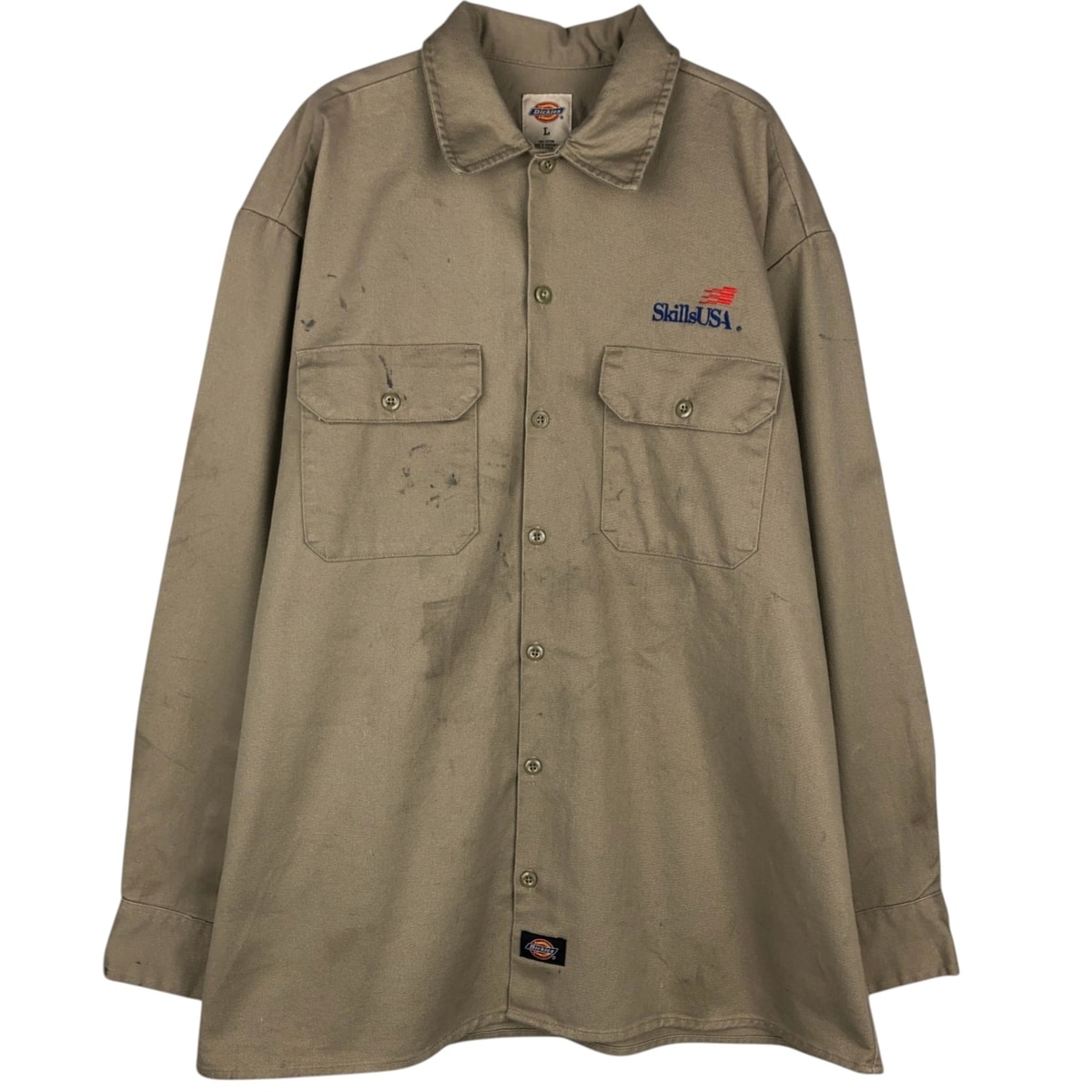 古着 ディッキーズ Dickies 長袖 ワークシャツ ボックスシャツ メンズL相当/eaa495481