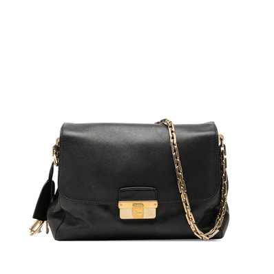 ディオール チェーン ショルダーバッグ ネイビー系 レザー レディース Dior 中古