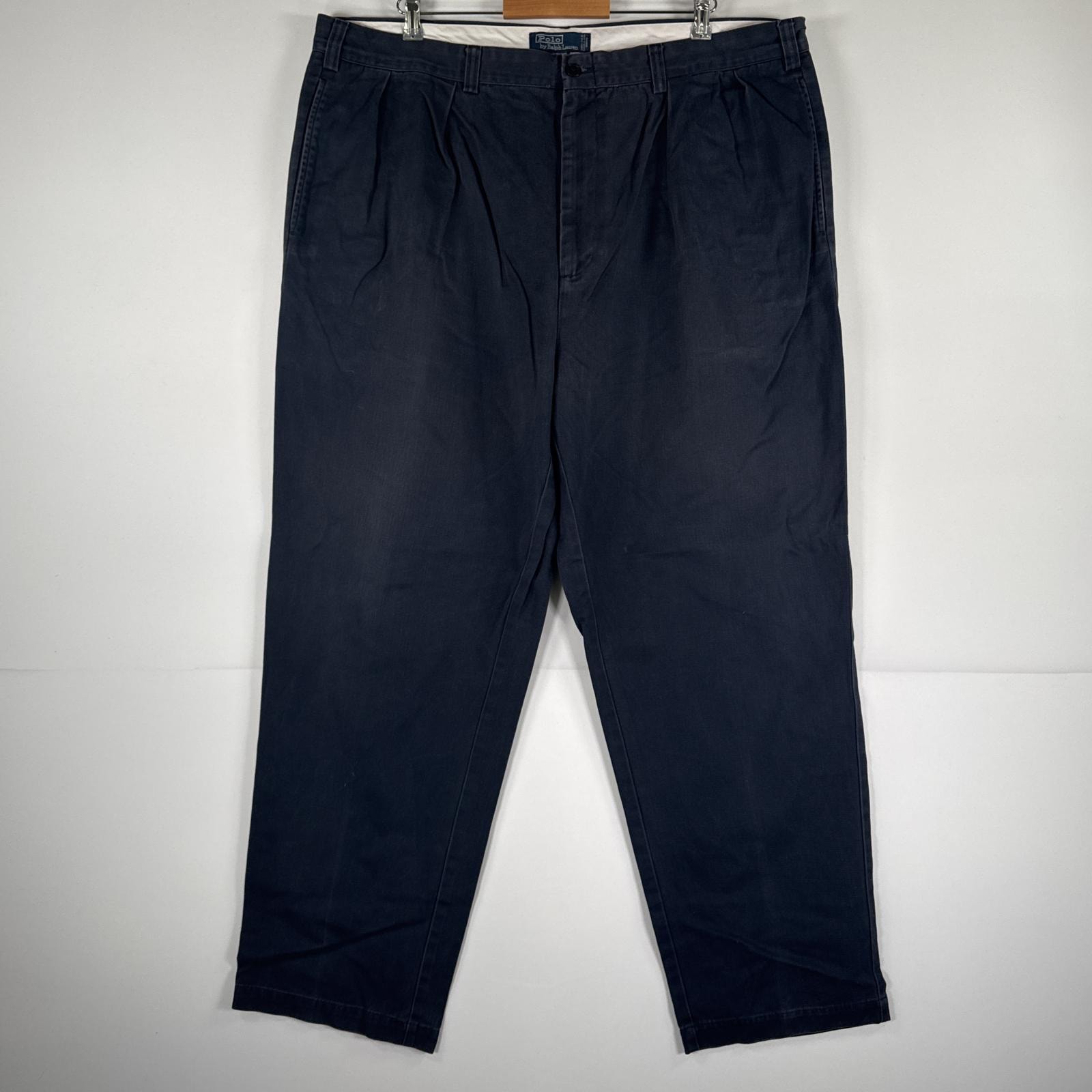 古着 ポロバイラルフローレン Polo by Ralph Lauren チノパンツ チノパン ワンポイント スラックス 大きいサイズ ポロチノ  ネイビー メンズ