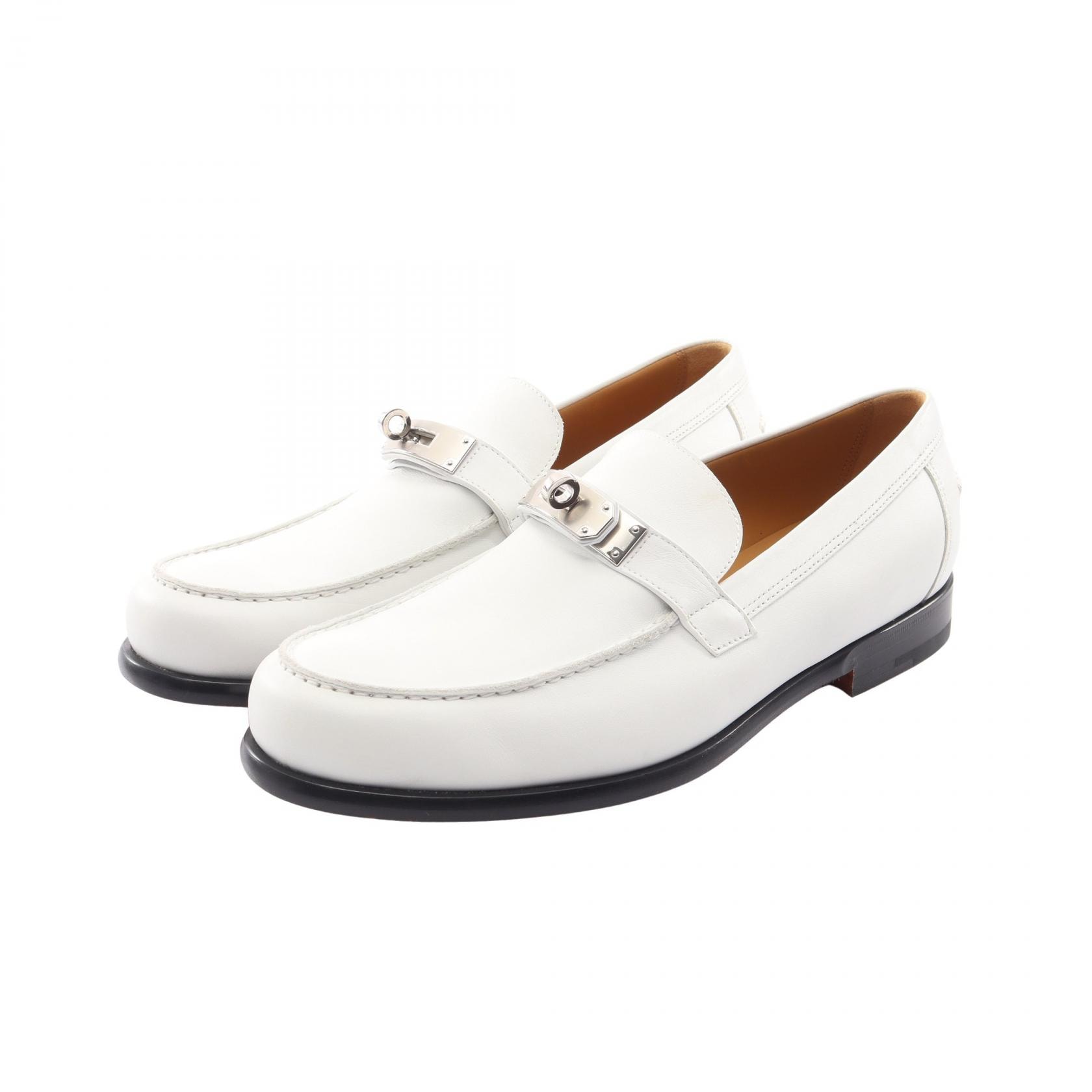 エルメス HERMES デスタン ローファー 靴 レザー ホワイト メンズ ホワイト系 【中古】