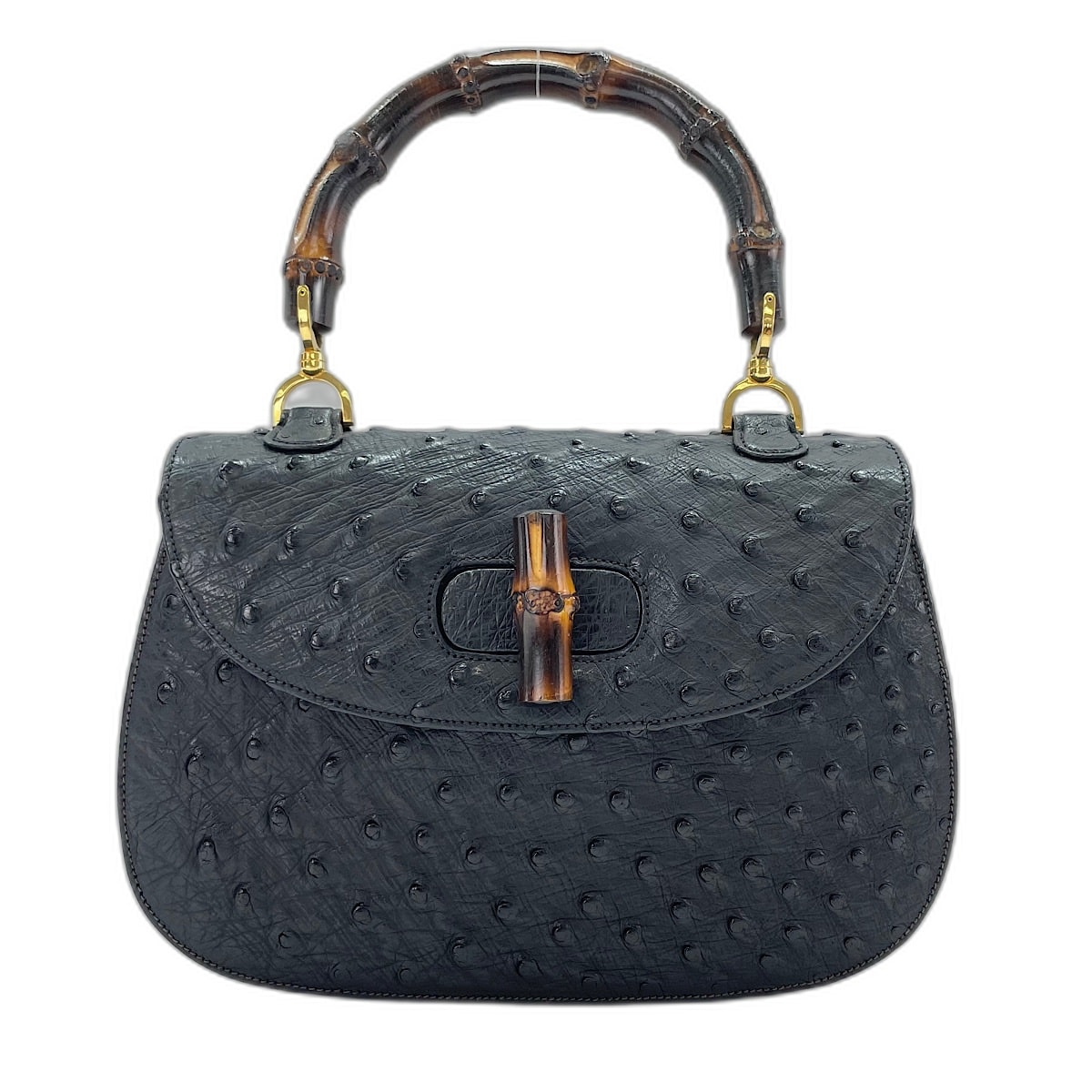 グッチ GUCCI バンブー ハンドバッグ オーストリッチ【中古】