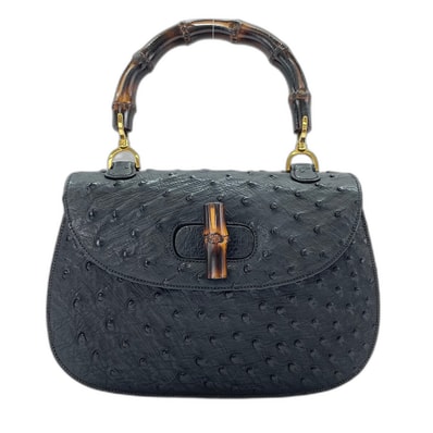 グッチ GUCCI バンブー ハンドバッグ オーストリッチ【中古】