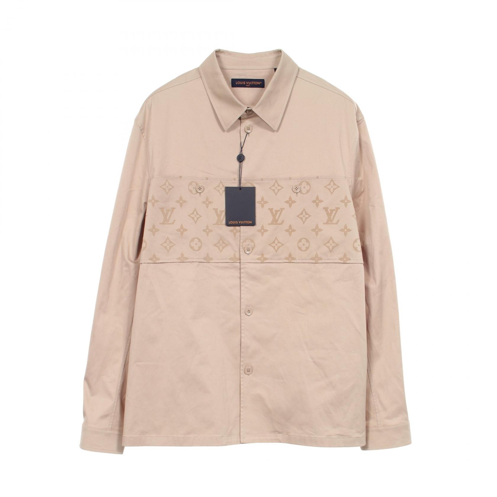 ルイ・ヴィトン LOUIS VUITTON フロックモノグラム カジュアルコットン オーバーシャツ 衣料品 アウター コットン ベージュ メンズ ベージュ系 RM241MQ FUG HQB45W 【中古】