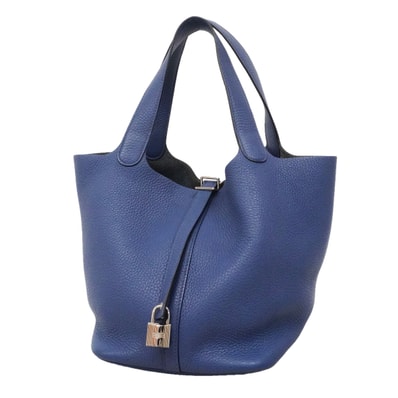 ★SALE【6id5982】エルメス ハンドバッグ ピコタンロックMM トリヨンクレマンス ブルーサフィール シルバー金具 C刻印【中古】レディース