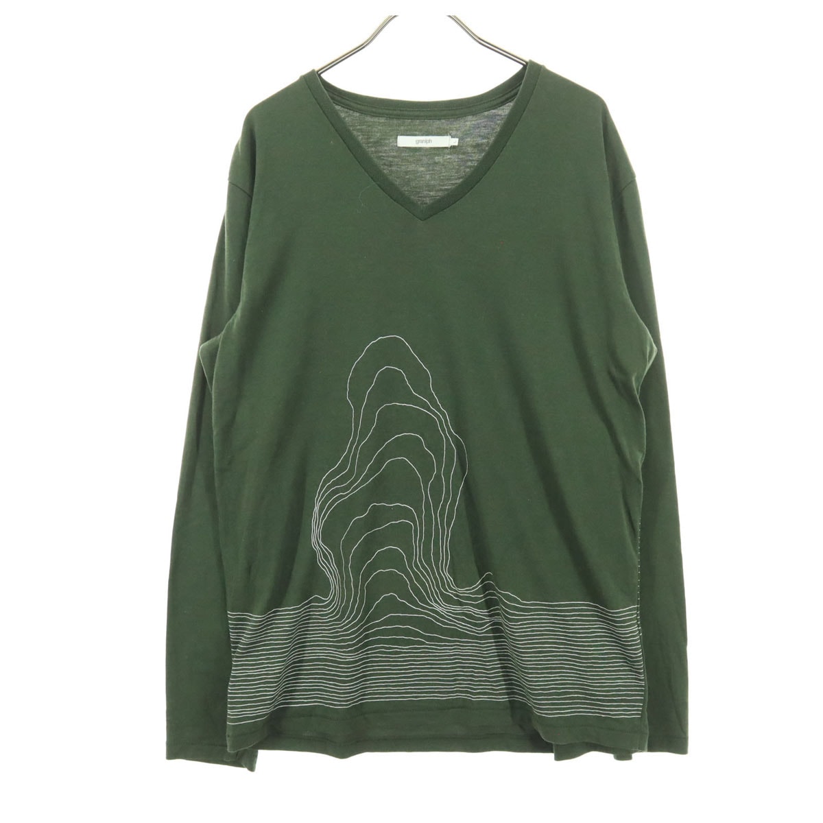graniph グラニフ 長袖 Vネック カットソー L カーキ系